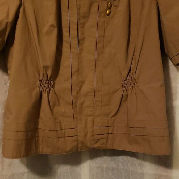 Coldwater Creek Beaded Safari Jacket Size 14 Light Open Front Tan Cotton NWT - Picture 6 of 12